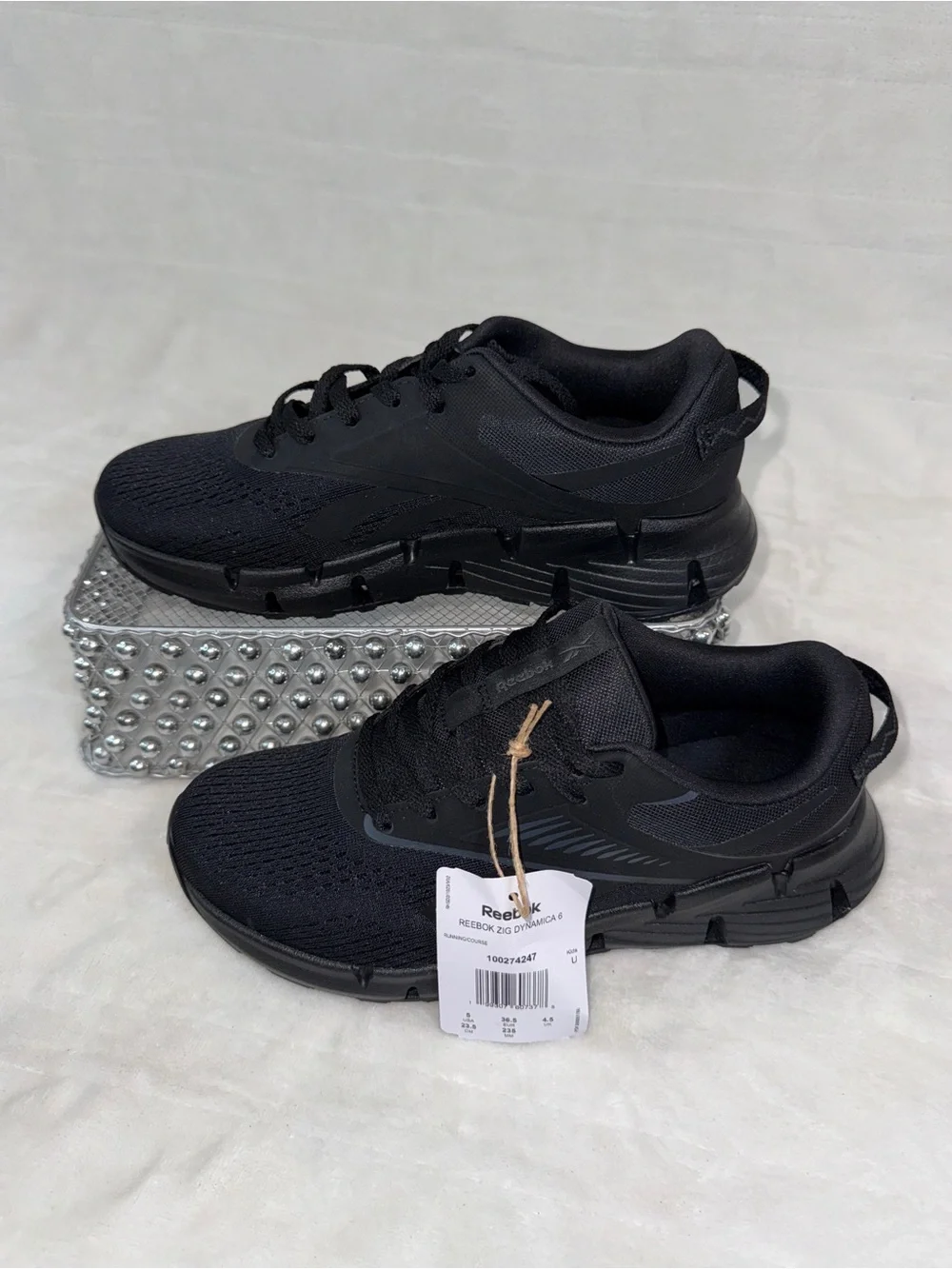 Reebok Zig Dynamica 6 Kids Black Running Shoes Sz 5Y/6.5W 100274247